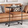 Šoninis staliukas su ratukais, juodas, 55x35x70cm, mediena