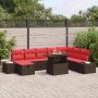 Sodo Sofų Rinkinys su pagalve 9 pcs Ruda Poli ratanas