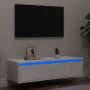 Televizoriaus spintelė su LED apšvietimu, balta, 100X35,5x25 cm