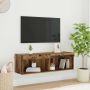 TV spintelių komplektas su LED Senovinis medis 100 x 30 x 30 cm