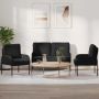 Sofų komplektai su pagalve 3 pcs Juoda 115 x 56 x 80 cm fanera