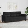Trivietė sofa, juodos spalvos, 180cm, mikropluošto audinys
