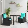Sodo valgomojo komplektas 3 pcs Juoda Poli ratanas