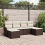 Sodo Sofų Rinkinys su pagalve 6 pcs Ruda Poli ratanas