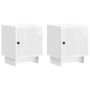 Šalia lovos spintelė 2 pcs Itin blizgi balta 43 x 34,5 x 50 cm