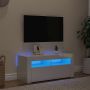 TV spintelė su LED apšvietimu, balta, 90x35x40cm, blizgi