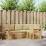 Lauko sofos komplektas 4 pcs Balta ir kreminė