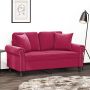 Dvivietė sofa su pagalvėlėmis, raudonojo vyno, 120cm, aksomas