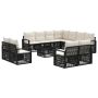 Sodo Sofų Rinkinys 12 pcs Juoda poliratanas