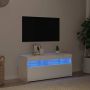TV spintelė su LED apšvietimu, balta, 90x35x40cm, blizgi