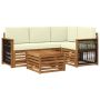 Lauko sofos komplektas 5 pcs Natūralus ir grietinėlė