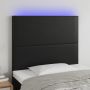 Galvūgalis su LED, juodos spalvos, 90x5x118/128cm, dirbtinė oda