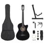 Klasikinės gitaros rinkinys, 12 dalių, juodas, 38, 6 stygos