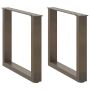 Kavos staliuko kojelės, U formos, 2 vnt., natūralus plienas, 50x(42-43) cm, plienas