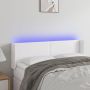 Galvūgalis su LED, baltos spalvos, 147x16x78/88cm, dirbtinė oda