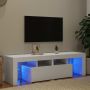 Televizoriaus spintelė su LED apšvietimu, balta, 140x36,5x40cm