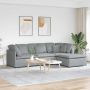 Modulinė sofa su pakoja ir pagalvėlėmis, audinys, šviesiai pilka