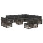 Sodo Sofų Rinkinys 14 pcs Pilka poliratanas