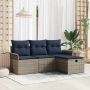 Sodo Sofų Rinkinys su pagalve su saugykla 4 pcs Poli ratanas