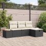 Sodo Sofų Rinkinys su pagalve 4 pcs Juoda Poli ratanas