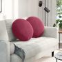 Sėdynių pagalvėlės 2 pcs Vyno raudona Ø 40 x 13 cm Aksomas