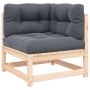 Kampinė sodo sofa su antracito pagalvėlėmis, pušies masyvas