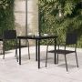 Sodo valgomojo stalas, juodas, 80x80x74cm, plienas ir stiklas