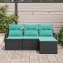 Sofos komplektas 4 pcs Juoda poliratanas