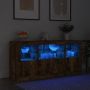 Šoninė spintelė su LED lemputėmis, dūminė, 142,5x37x67cm