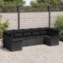 Sodo Sofų Rinkinys su pagalve 7 pcs Juoda Poli ratanas