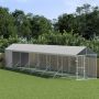 Lauko voljeras šunims su stogu, sidabrinis, 2x14x2,5m, plienas