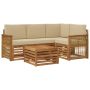 Lauko sofos komplektas 5 pcs Natūralus ir bežinis