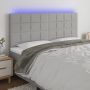 Galvūgalis su LED, šviesiai pilkas, 200x5x118/128cm, audinys