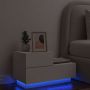 Naktinė spintelė su LED lemputėmis, balta, 70x36x40,5cm