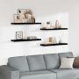 Pakabinamos lentynos, 4vnt., juodos, 90x23,5x3,8cm, MDF