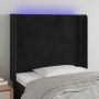 Galvūgalis su LED, juodos spalvos, 83x16x118/128cm, aksomas