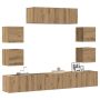 7 dalių sieninis televizoriaus spintelės komplektas Artisan Oak