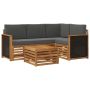 Lauko sofos komplektas 5 pcs Natūralus ir antracitas