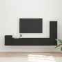 TV spintelių komplektas 3 pcs Juoda Apdirbta mediena