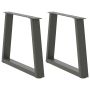 Kavos staliuko kojelės, V formos, 2 vnt., antracito spalvos, 70x(42-43,3) cm, plienas