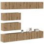 6 dalių sieninis televizoriaus spintelės komplektas Artisan Oak