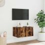 Sieninė TV spintelė su LED lemputėmis, dūminė, 60x35x31cm