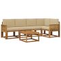 Lauko sofos komplektas su pagalve 6 pcs Natūralus ir bežinis