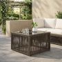 Sodo stalas Pilka ir juoda 55 x 55 x 37 cm PE Rattan ir Stiklas