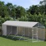 Lauko voljeras šunims su stogu, sidabrinis, 2x10x2,5m, plienas