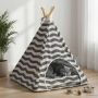 Gyvūnų teepee su pagalve Balta ir pilka 40 x 40 x 50 cm