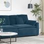 Modulinė sofa su porankiu ir pagalvėlėmis, mėlyna, 100 cm