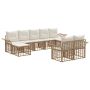 Lauko sofos komplektas 9 pcs Natūralus ir grietinėlės baltas
