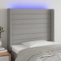 Galvūgalis su LED, šviesiai pilkas, 83x16x118/128cm, audinys