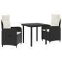 Sofa Stalo Rinkinys su pagalve 3 pcs Juoda ir kreminė balta